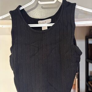 Revamped Black Ribbed Scoop Neck Tank
